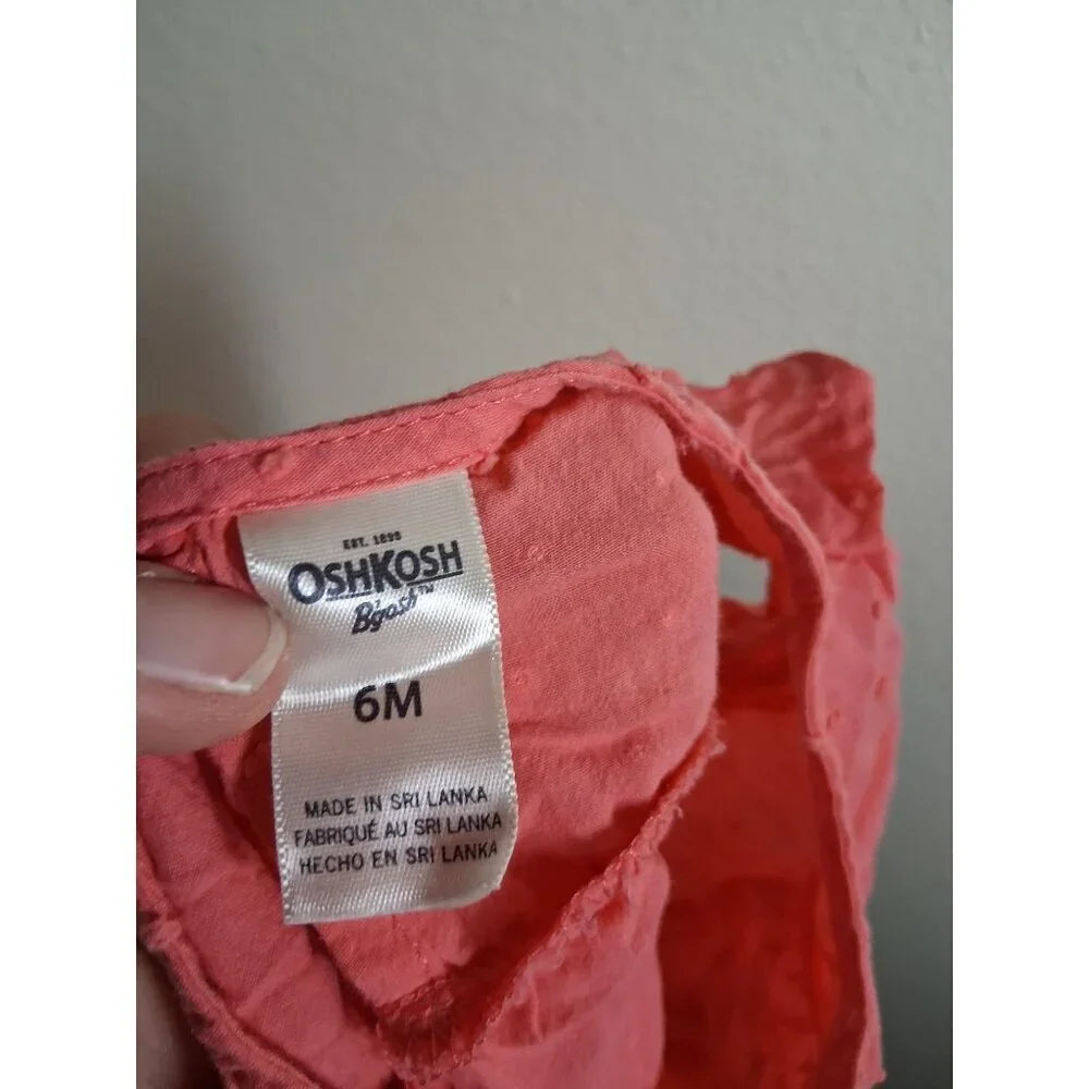 OshKosh Cotton Tank Top Summer Boho Casual Baby Girls 6 months Pink